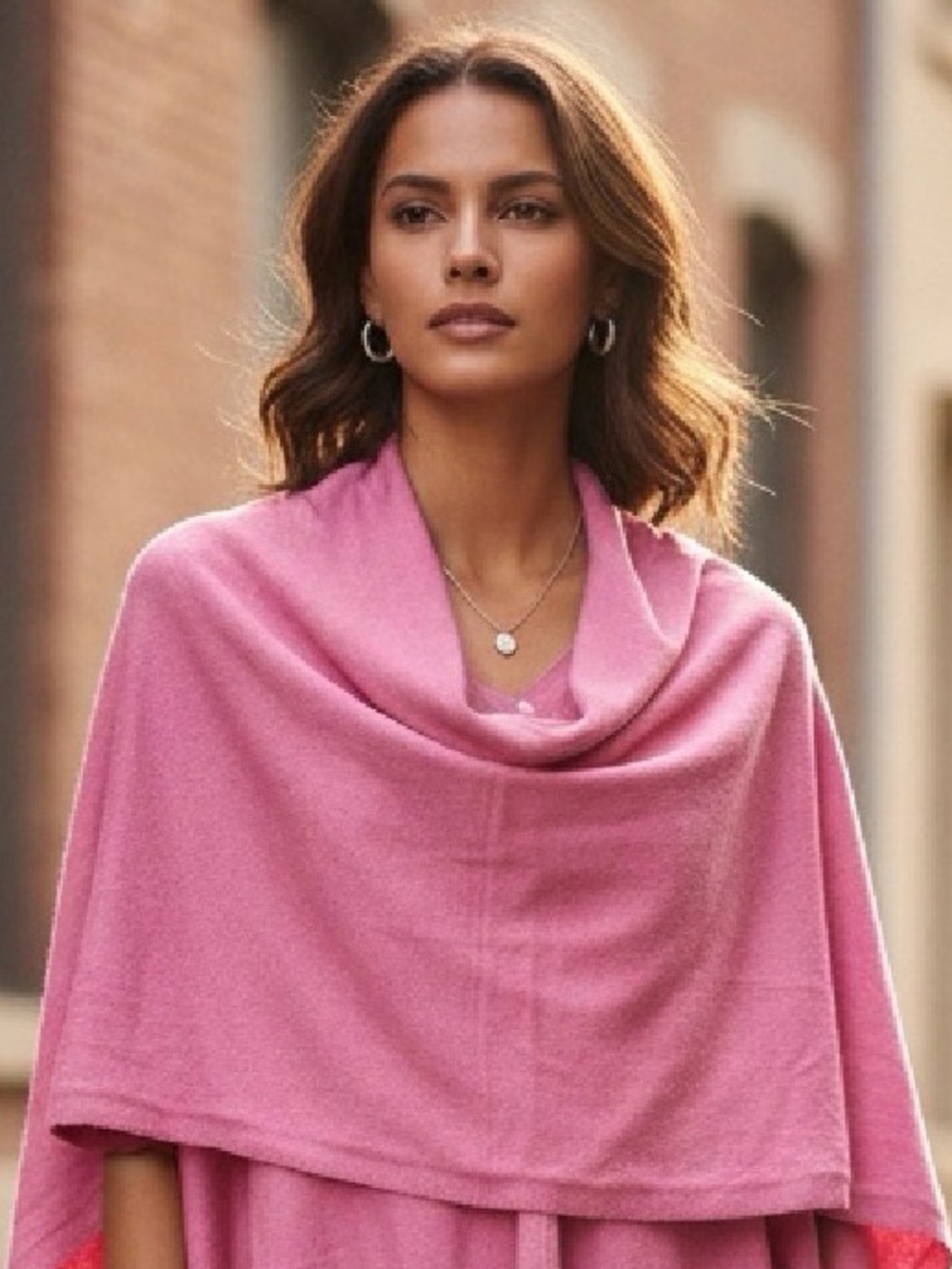 CAROLINE GRACE SCARF/PONCHO, COTTON, CASHMERE